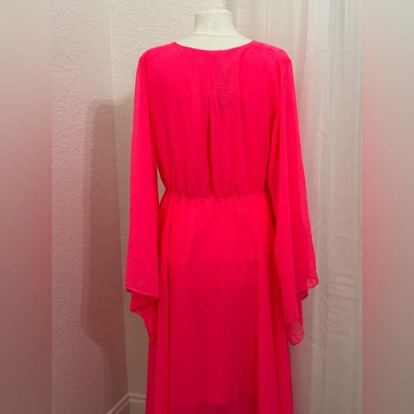 NEW MEGHAN Fabulous LOS ANGELES SUNSET MIDI DRESS - NEON PINK Size XXL NEW NWT - Picture 8 of 12